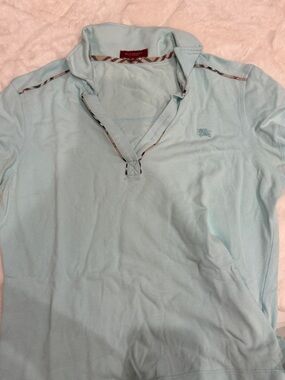 Burberry Pale Blue Polo with Signature Trim